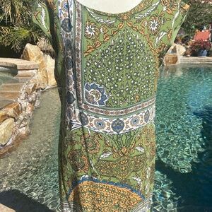 Comfortable Green Print Summer Dress